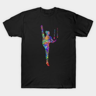 Rhythmic gymnastics juggling watercolor art T-Shirt